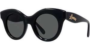 Curvy Black Round Sunglasses