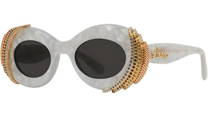 Paula's Ibiza White Oval Sunglasses