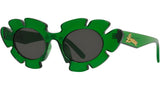 Curvy Green Geometric Sunglasses